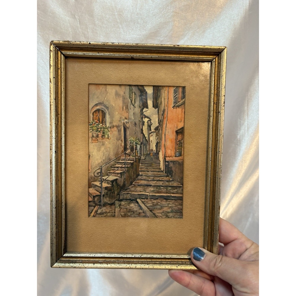 Pierre Chatillou Village Vintage Framed European Print Gallery Wall Signed